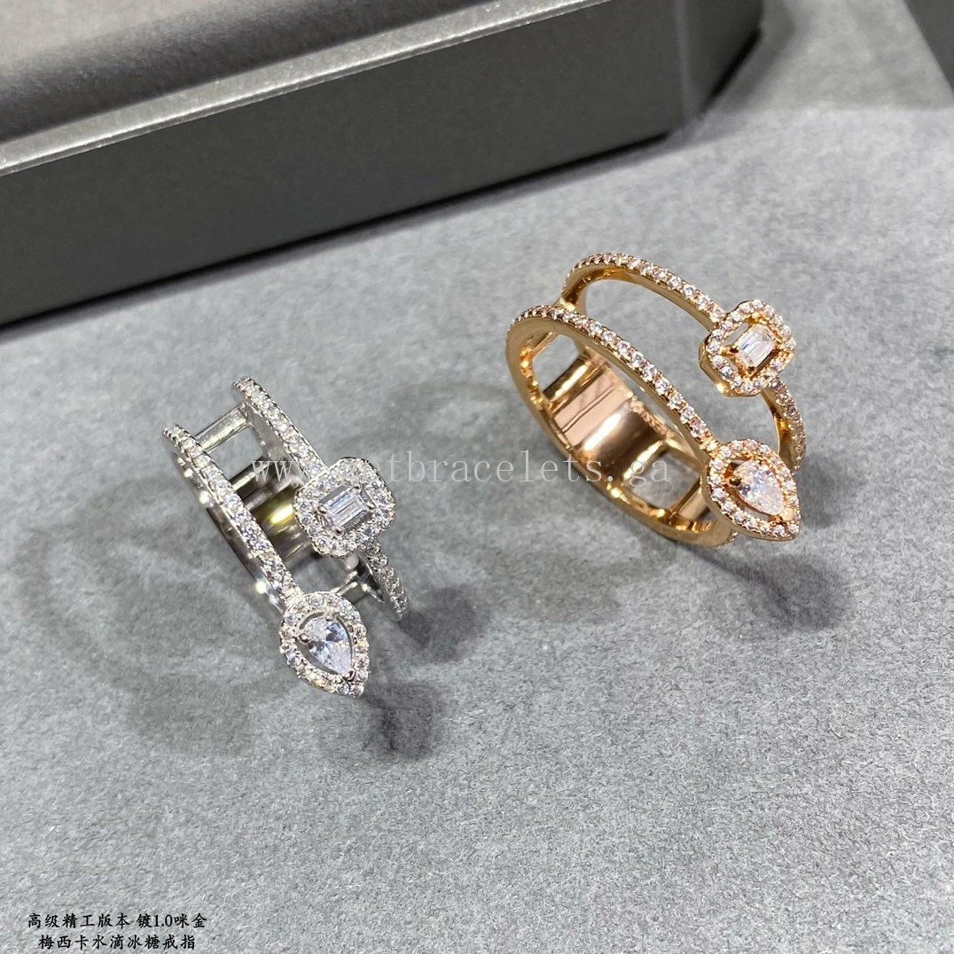 Messika My Twin 2 Rows For Her Diamond Ring Rose Gold White Gold