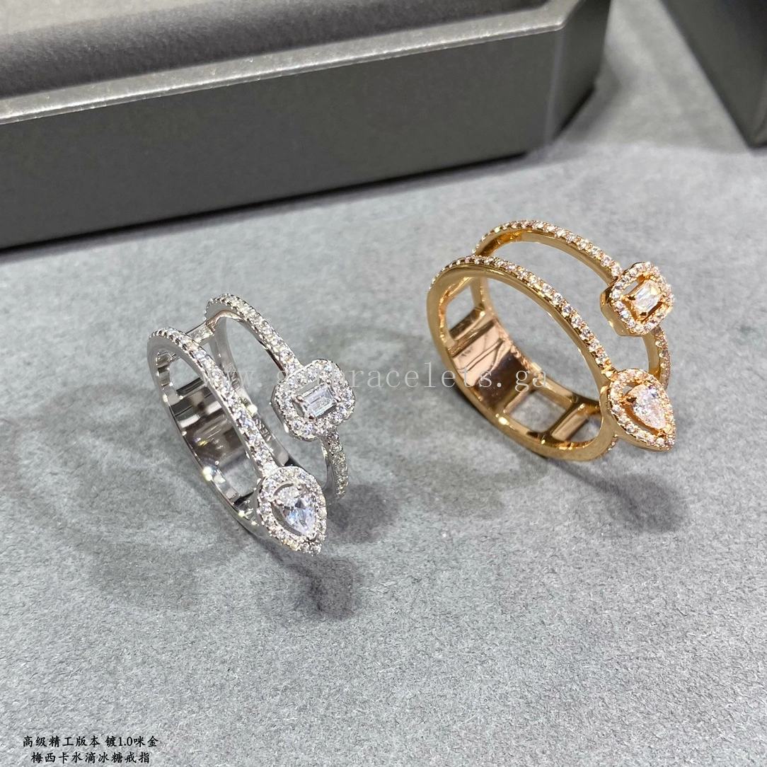 Messika My Twin 2 Rows For Her Diamond Ring Rose Gold White Gold