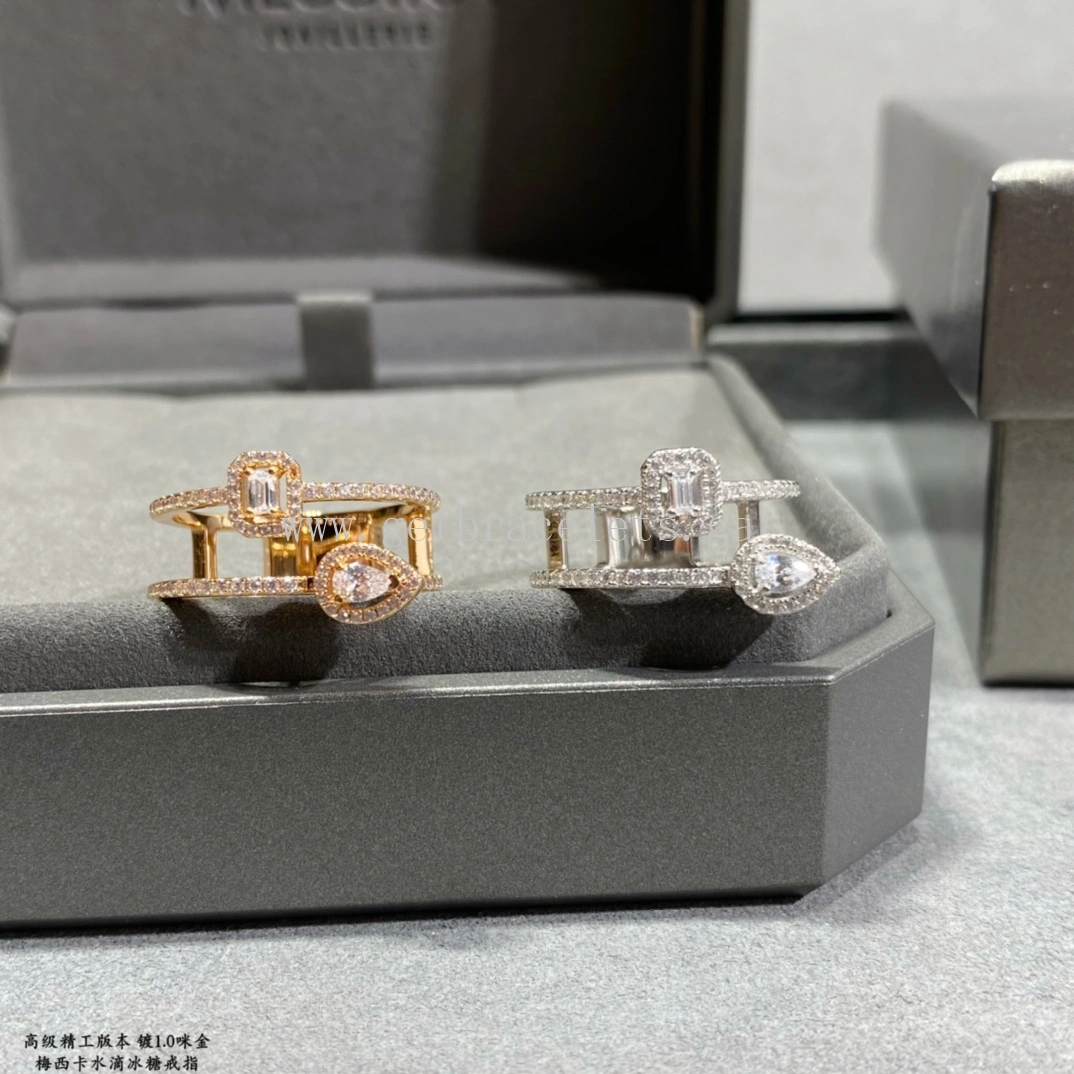 Messika My Twin 2 Rows For Her Diamond Ring Rose Gold White Gold