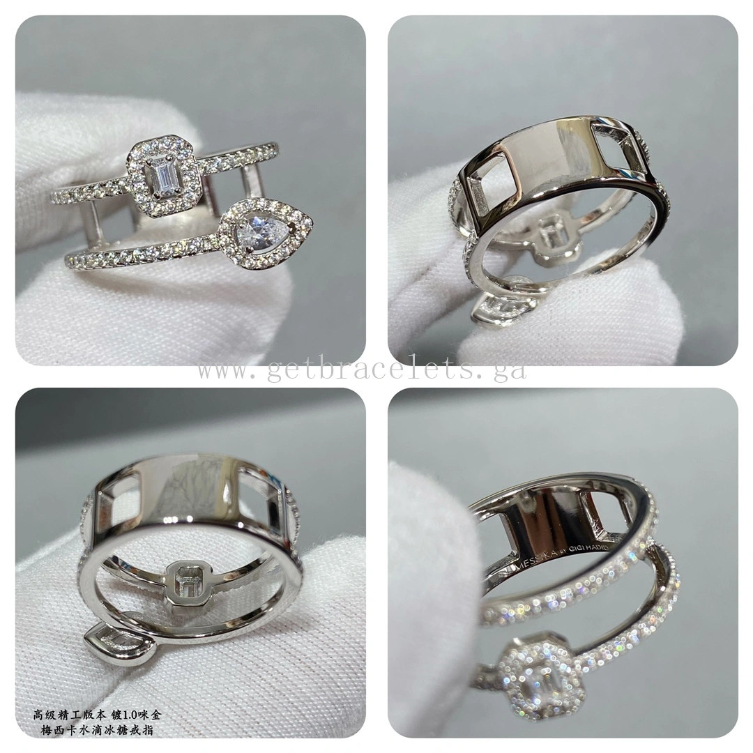 Messika My Twin 2 Rows For Her Diamond Ring Rose Gold White Gold