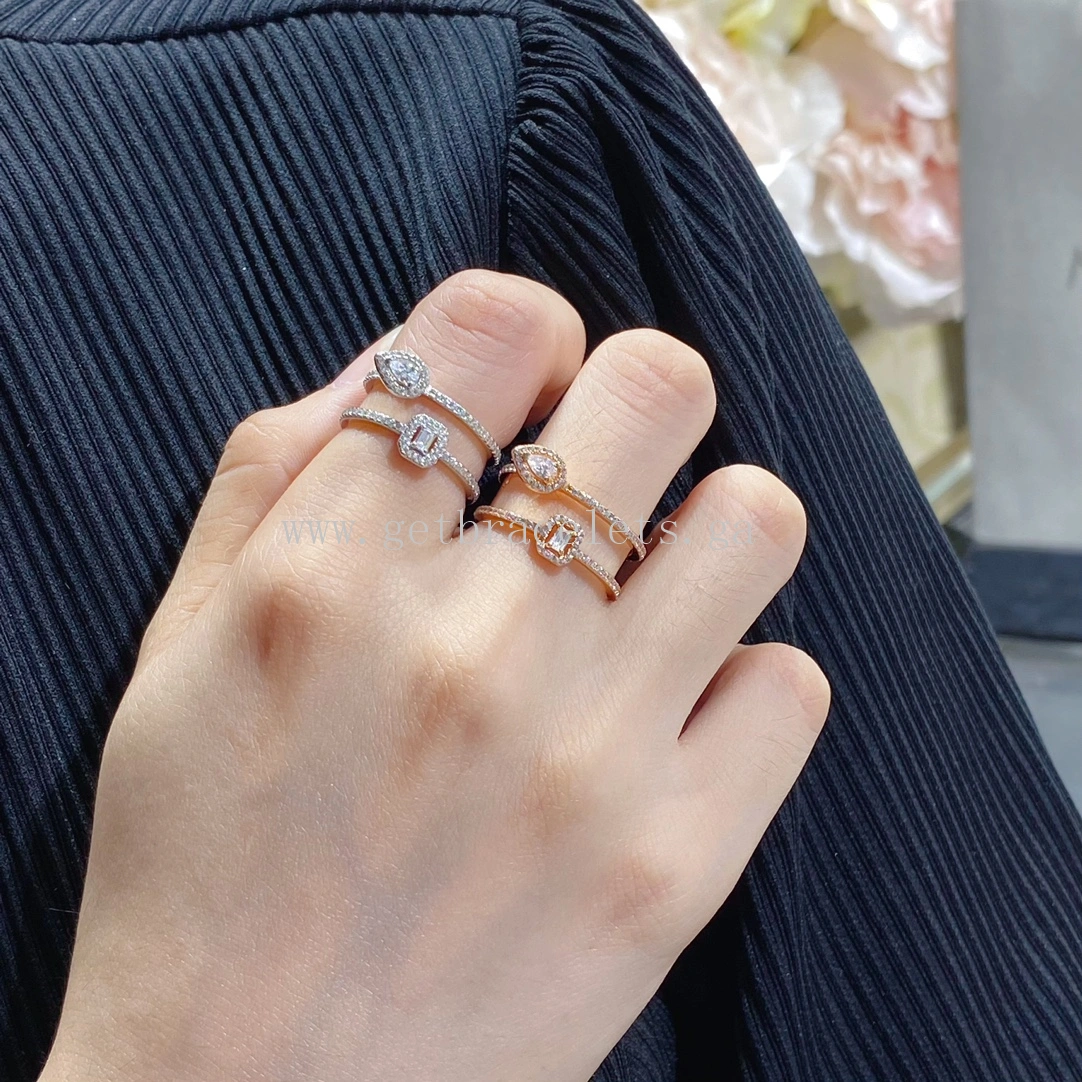 Messika My Twin 2 Rows For Her Diamond Ring Rose Gold White Gold