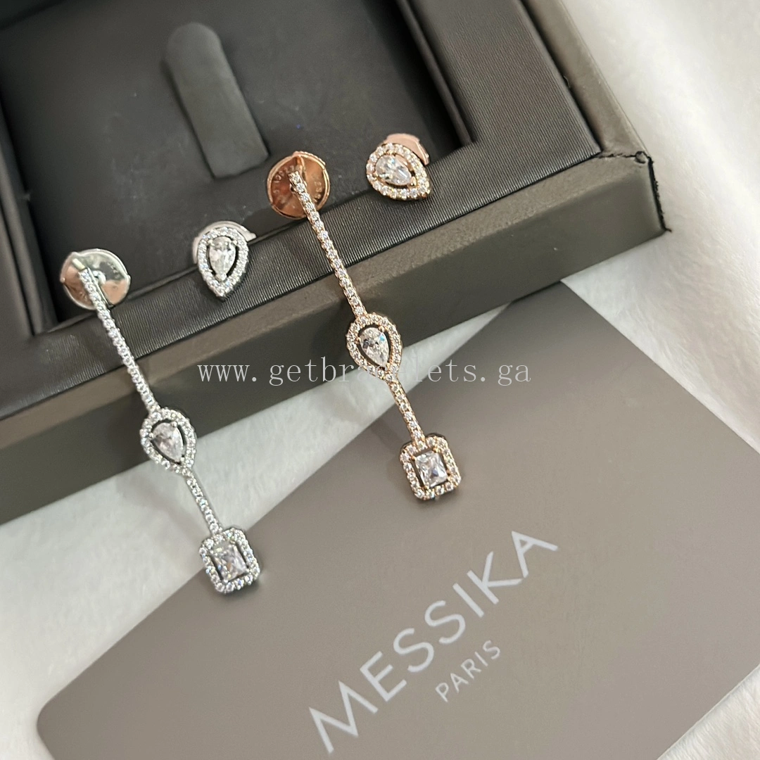 Messika My Twin Hook and Stud For Her Diamond Earrings White Gold Rose Gold