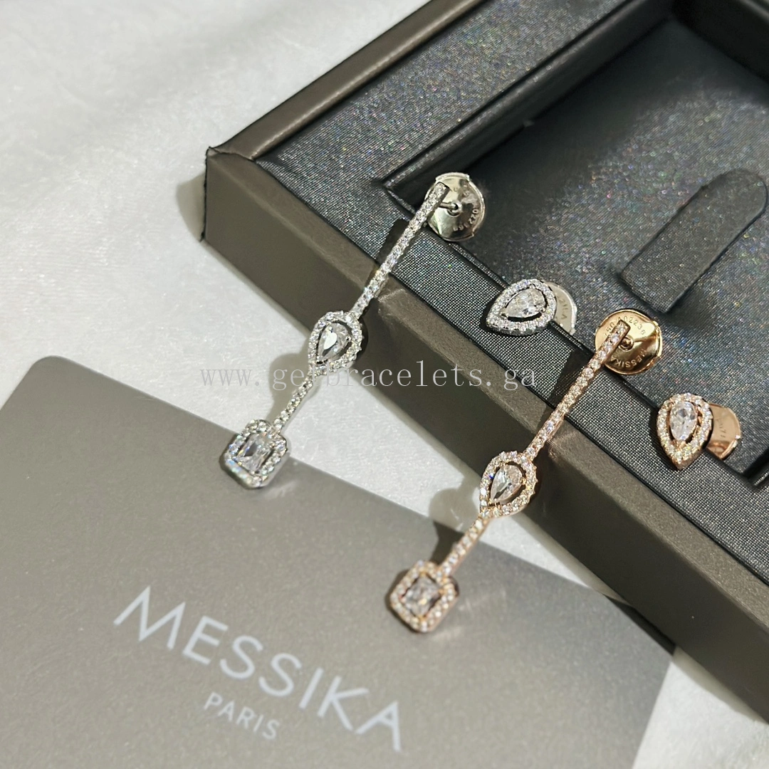 Messika My Twin Hook and Stud For Her Diamond Earrings White Gold Rose Gold