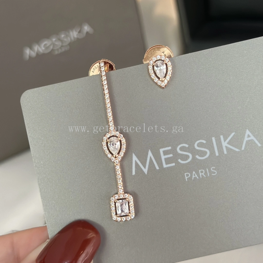 Messika My Twin Hook and Stud For Her Diamond Earrings White Gold Rose Gold