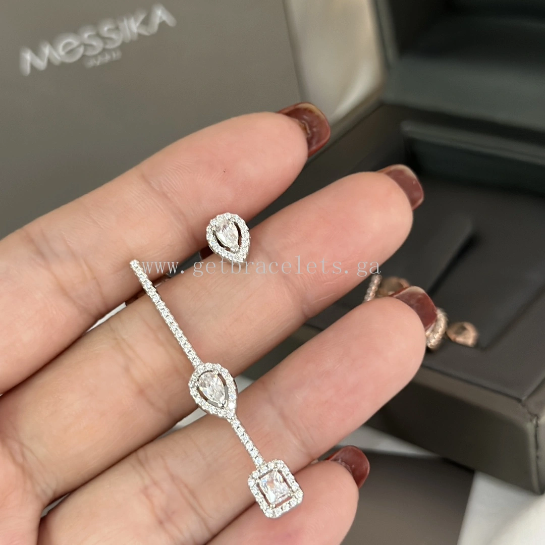Messika My Twin Hook and Stud For Her Diamond Earrings White Gold Rose Gold