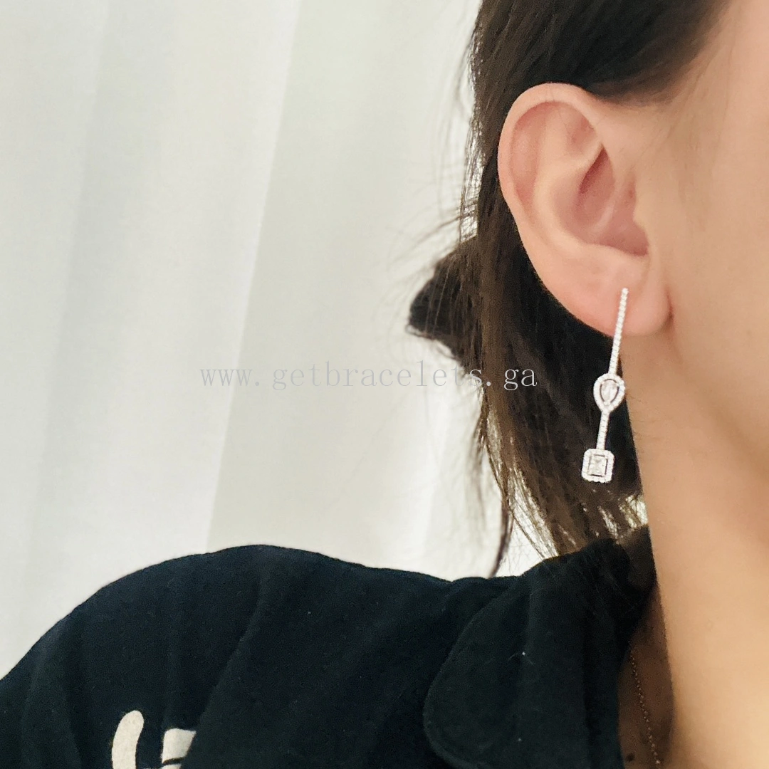 Messika My Twin Hook and Stud For Her Diamond Earrings White Gold Rose Gold