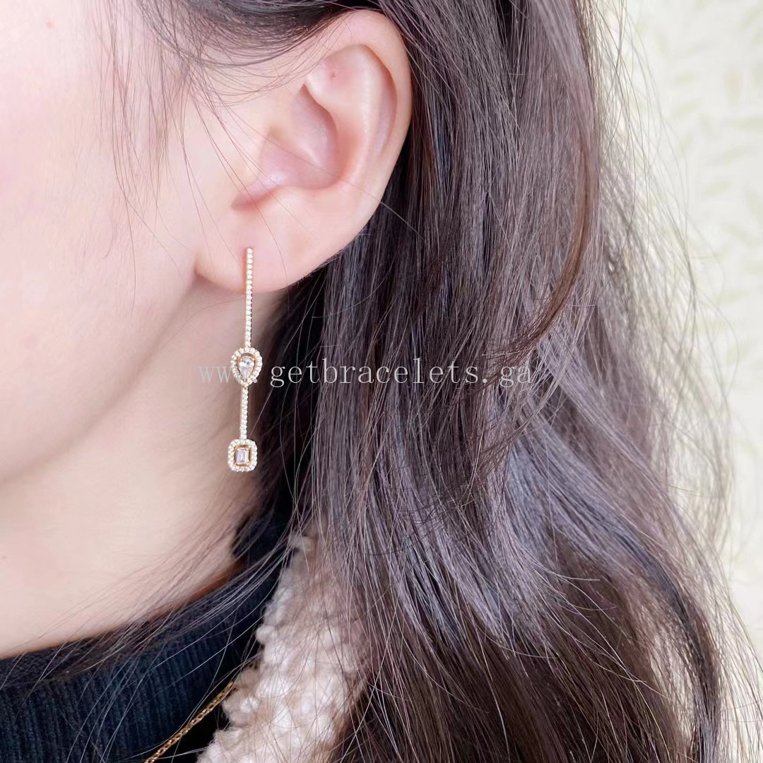 Messika My Twin Hook and Stud For Her Diamond Earrings White Gold Rose Gold