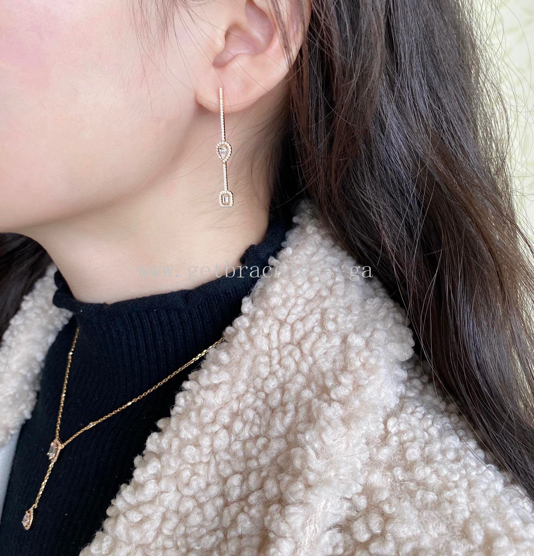 Messika My Twin Tie For Her Diamond Necklace White Gold Rose Gold