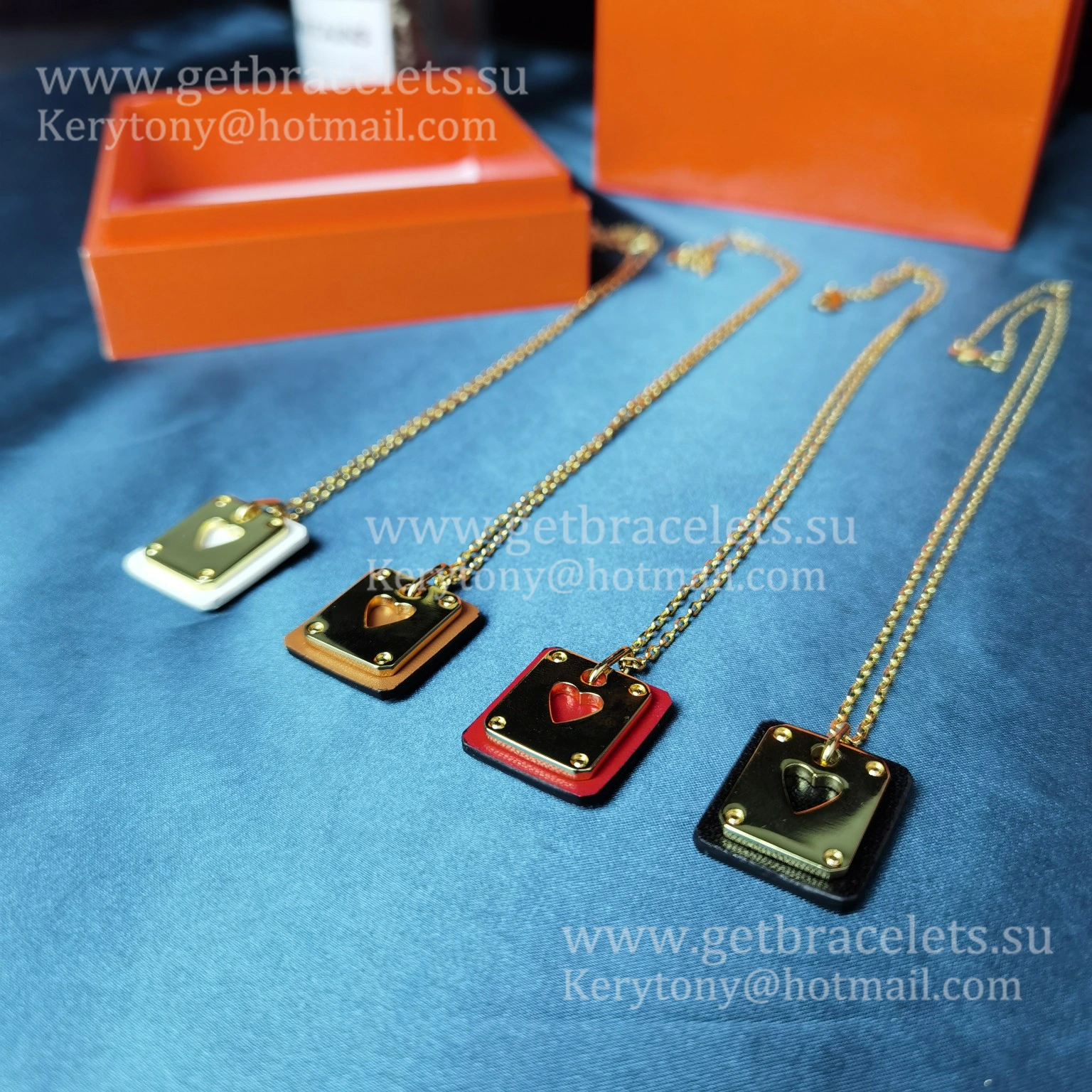Most Classic Hermes As de Coeur Pendant Yellow Gold with Leather Red White Black Orange