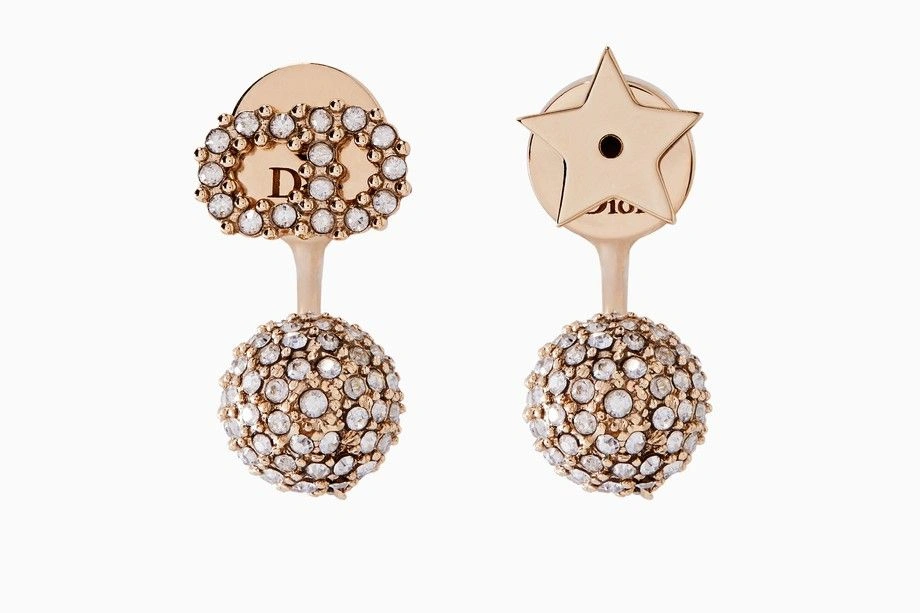 Most Fashion Dior Womens La petite Tribale Asymmetric CD-Star White Crystal Drop Earrings Rose Gold E0800TRECY_D301
