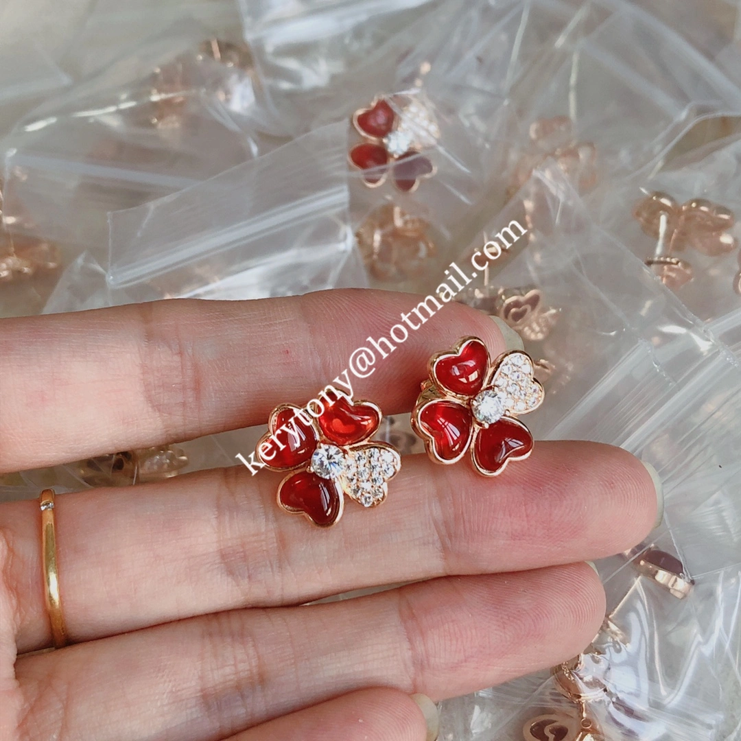 Most Fashion Van Cleef Arpels Cosmos Earrings Rose Gold With Diamond White Red Black Green Online