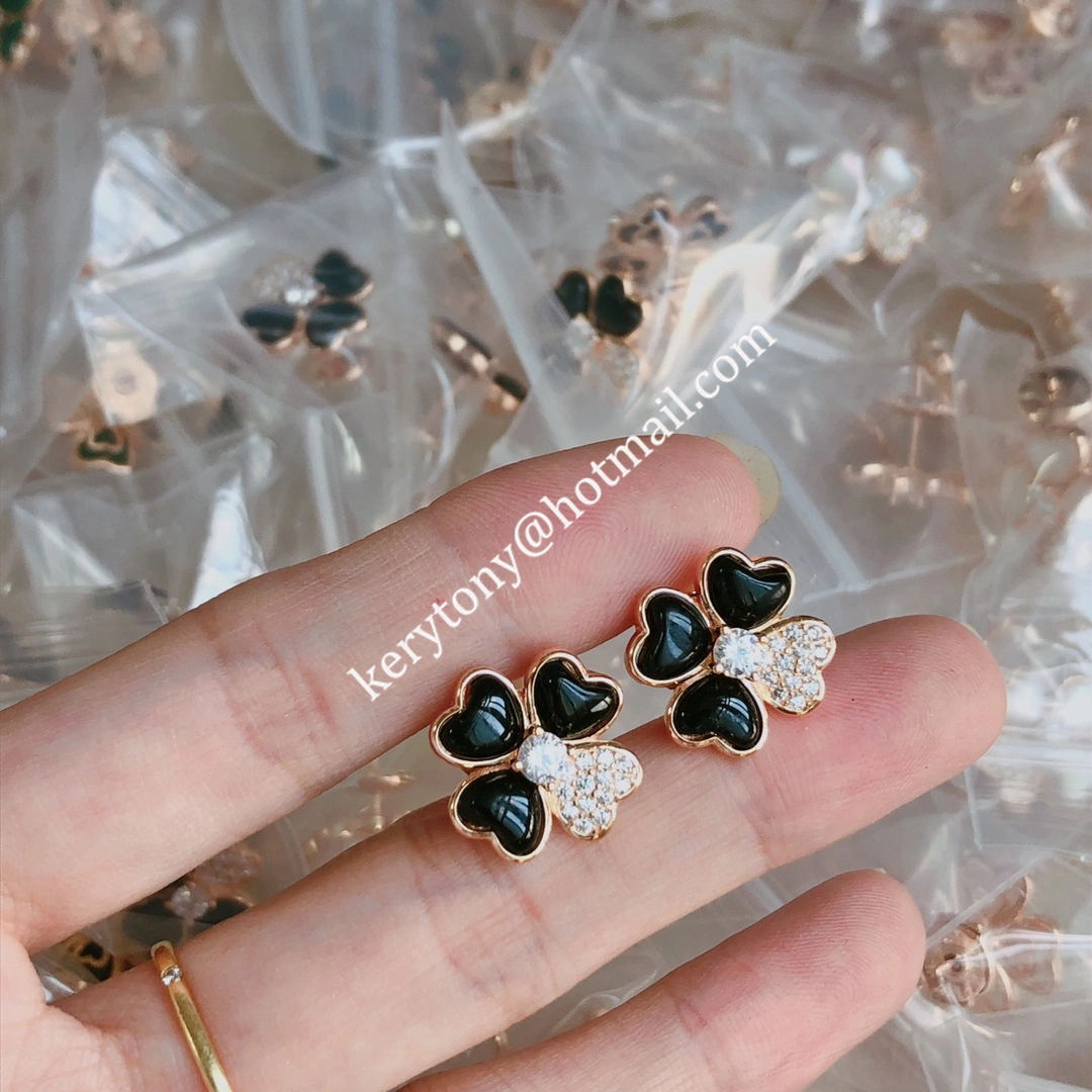 Most Fashion Van Cleef Arpels Cosmos Earrings Rose Gold With Diamond White Red Black Green Online