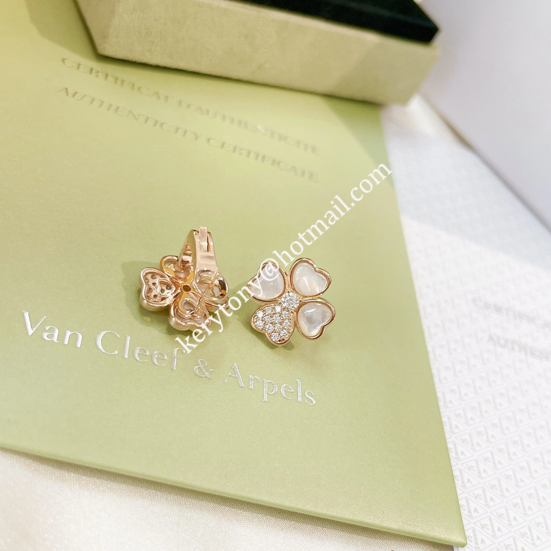 Most Fashion Van Cleef Arpels Cosmos Earrings Rose Gold With Diamond White Red Black Green Online