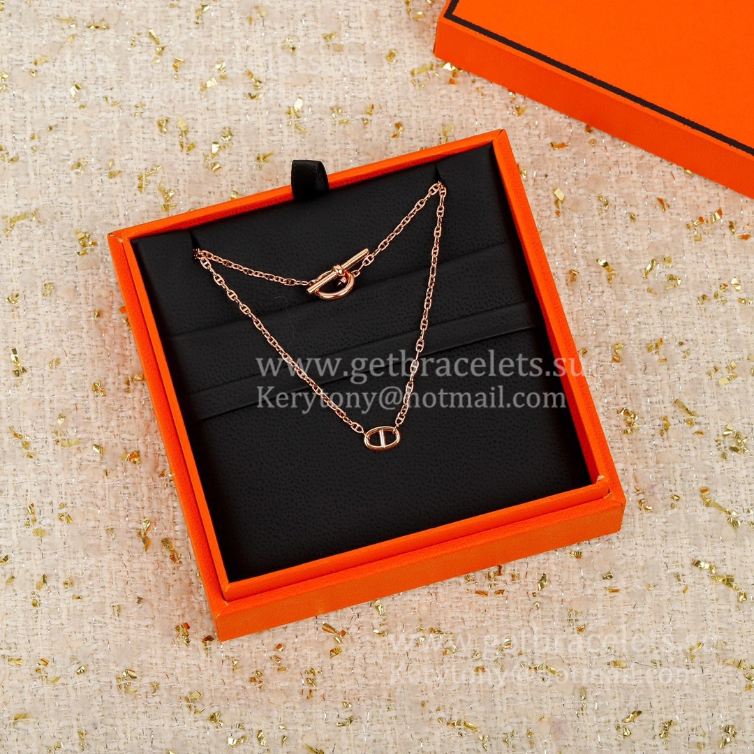 Most Luxury Hermes New Farandole Necklace White Gold Pink Gold