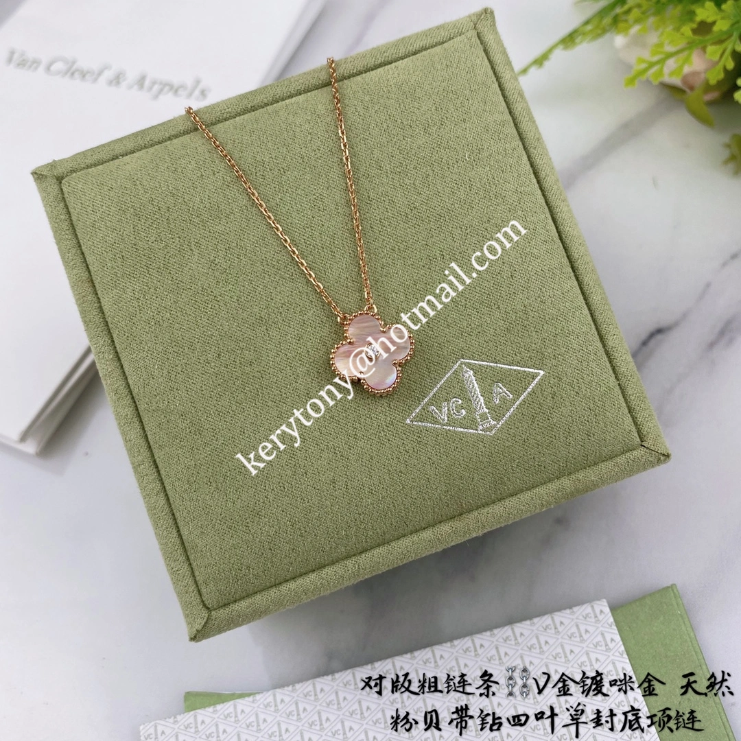 Most Popular Van Cleef Arpels Vintage Alhambra Necklace Rose Gold With Pink Mother-of-Pearl and Diamond Online