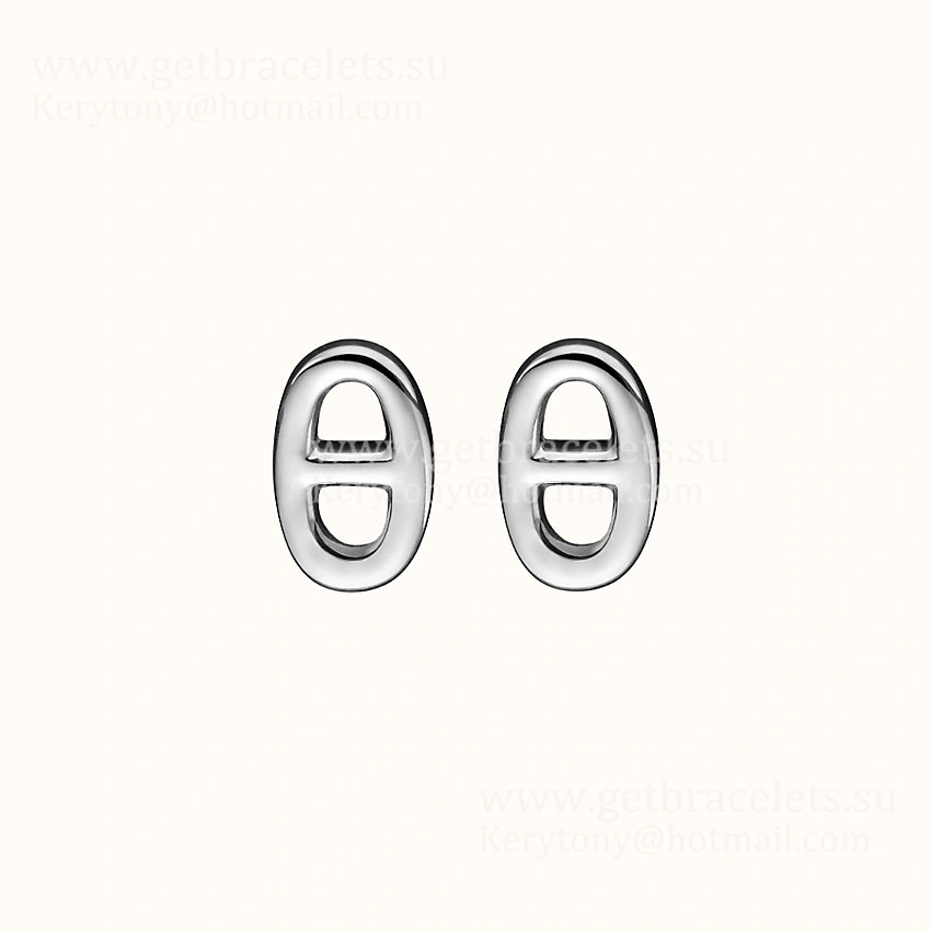 New Hermes Chaine D’Ancre Earrings in White Gold