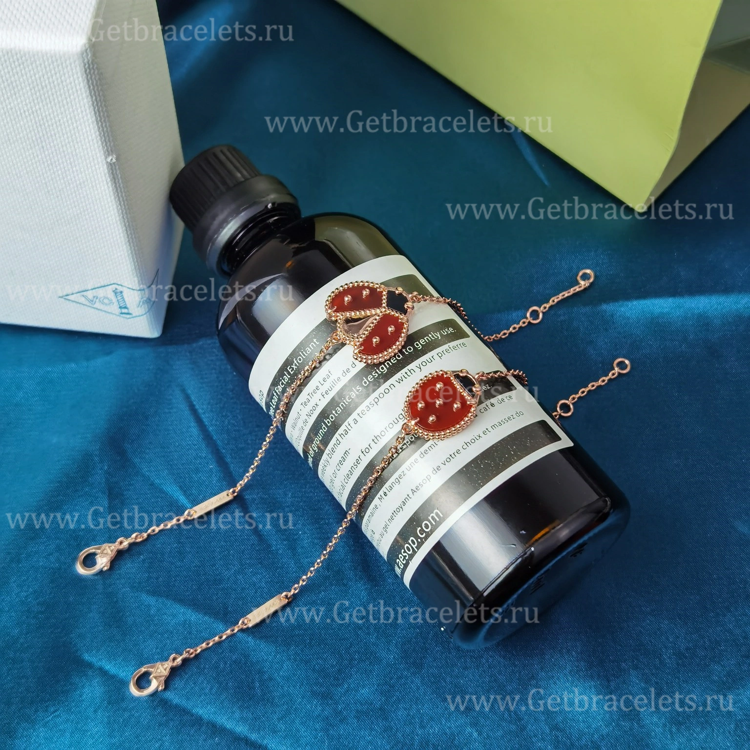 New Replica Van Cleef Arpels Lucky Spring Long Bracelet Closed Wings Ladybug Rose Gold Carnelian Onyx