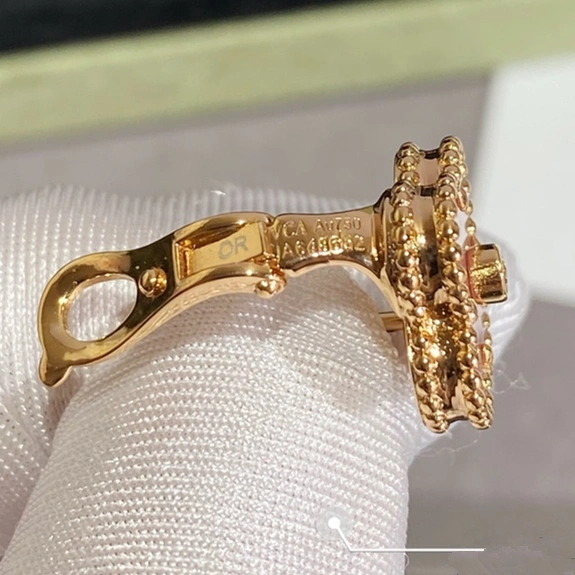 New Style VCA Vintage Alhambra Pendant and Earrings Champagne Gold With Diamond and Rhodonite For Best Gift Girls