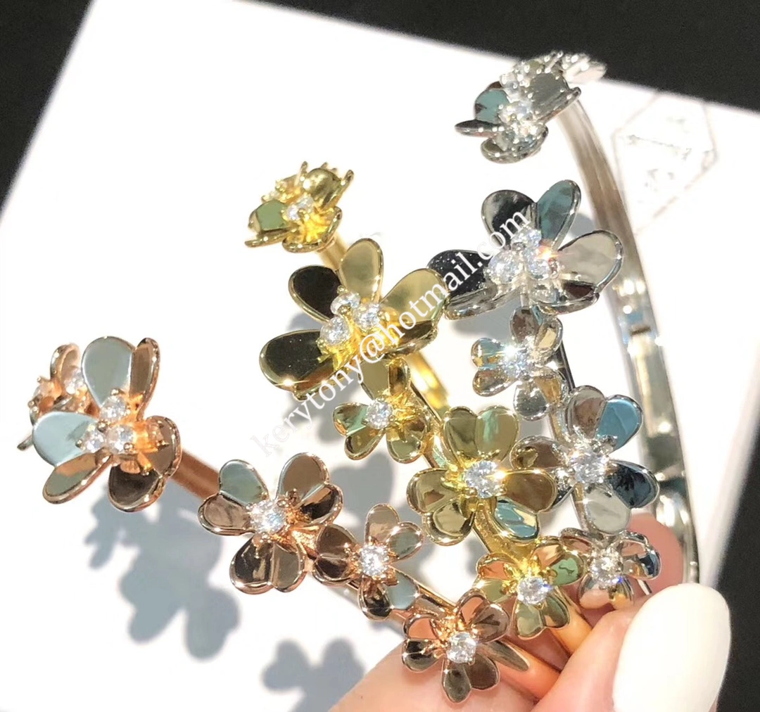 New Van Cleef Arpels Frivole Bracelet 7 Flowers Yellow Gold White Gold Rose Gold With Diamond Replica