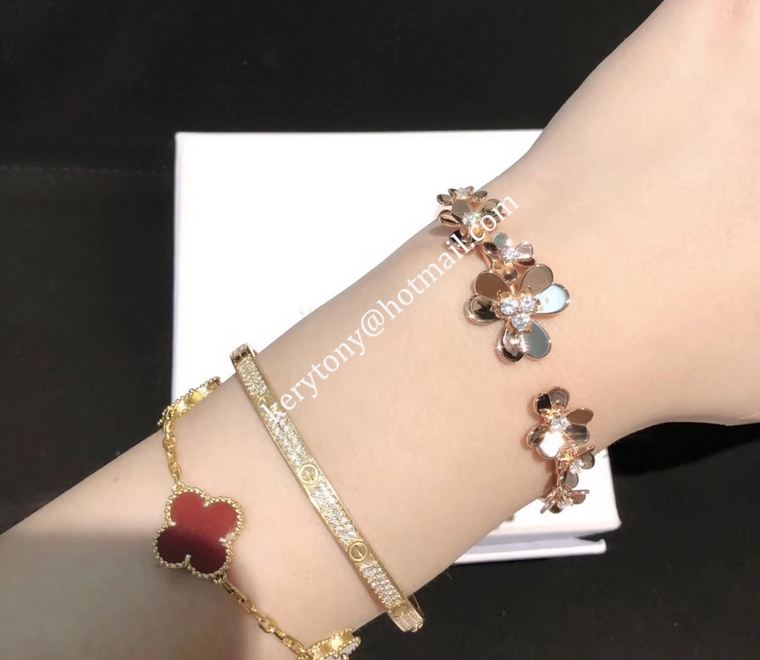 New Van Cleef Arpels Frivole Bracelet 7 Flowers Yellow Gold White Gold Rose Gold With Diamond Replica