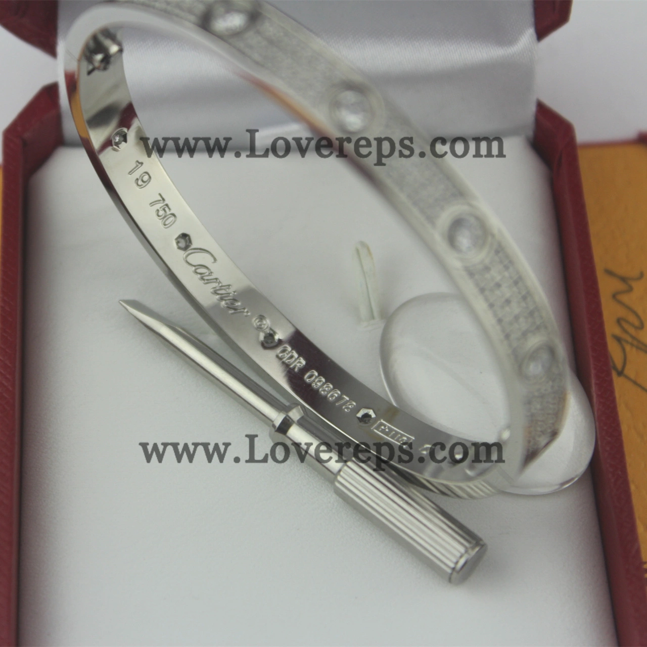 Normal Version Cartier Diamond-Paved Love Bracelet with 10 Big Diamonds White Gold (With screwdriver