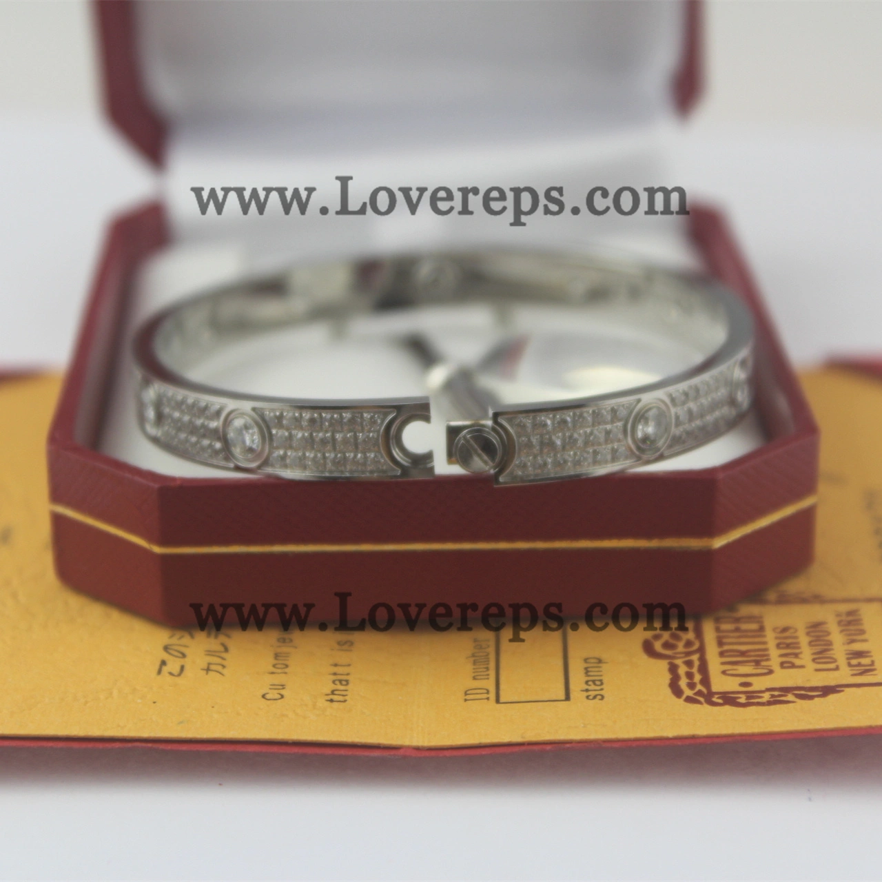 Normal Version Cartier Diamond-Paved Love Bracelet with 10 Big Diamonds White Gold (With screwdriver