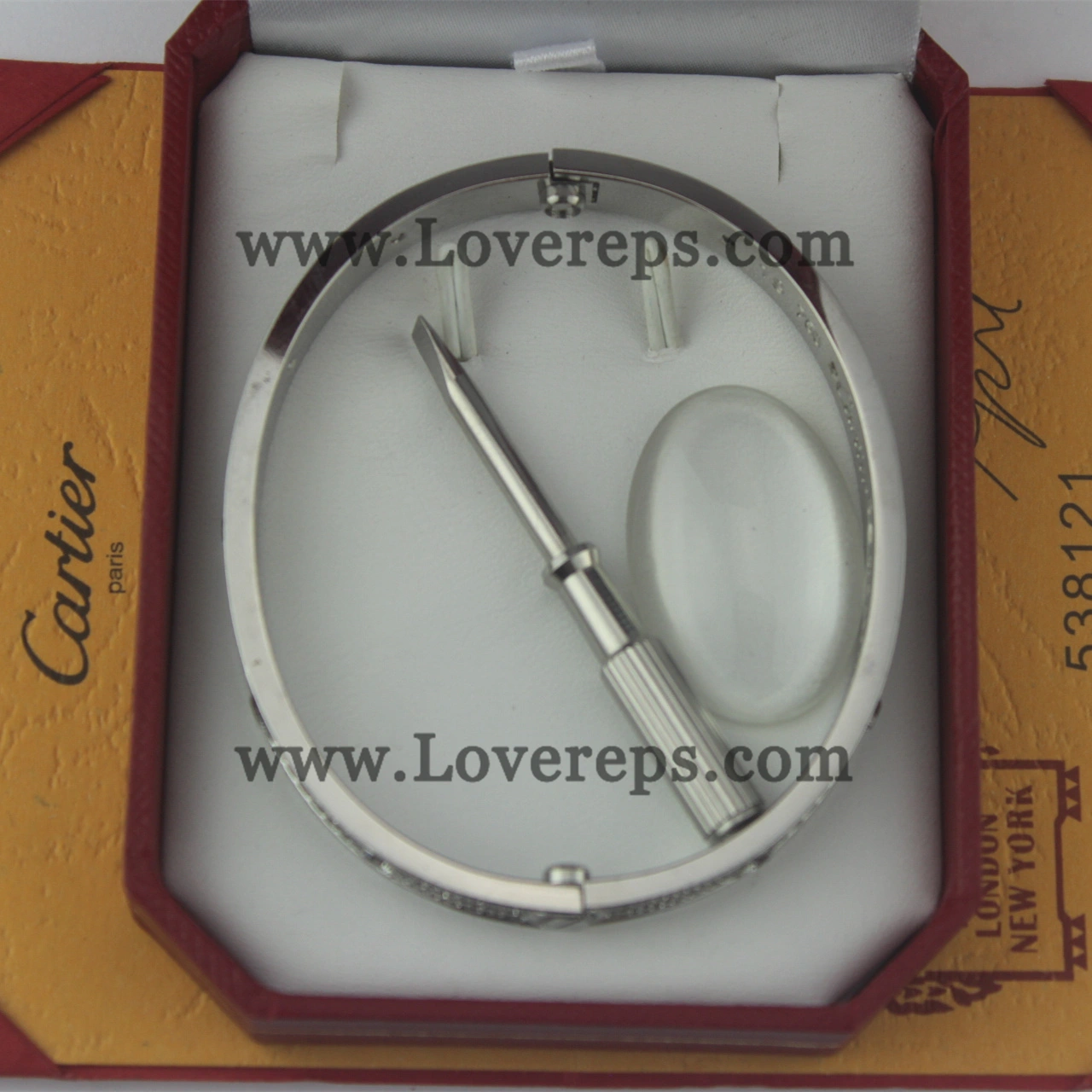 Normal Version Cartier Diamond-Paved Love Bracelet with 10 Big Diamonds White Gold (With screwdriver