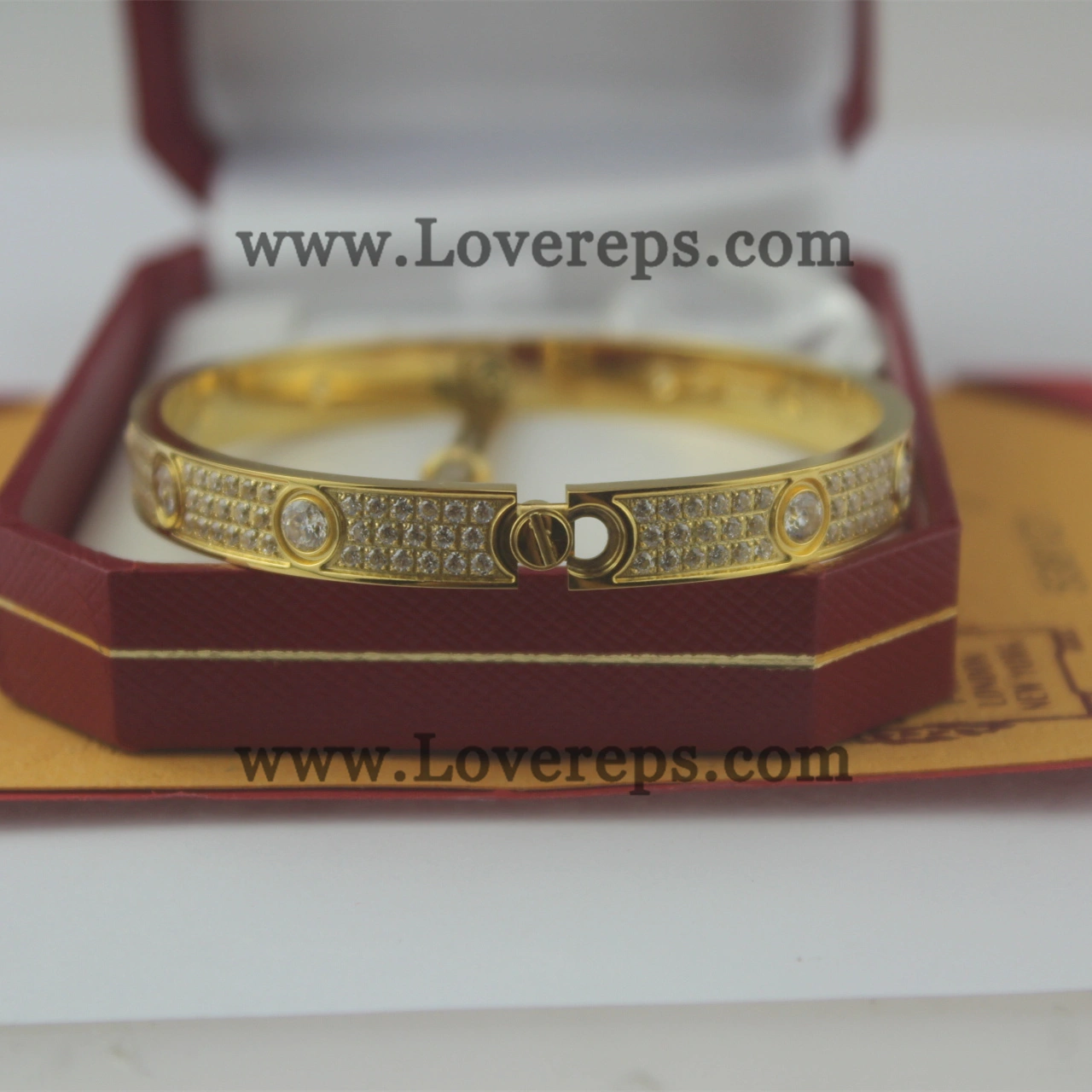 Normal Version Cartier Diamond-Paved Love Bracelet with 10 Big Diamonds Yellow Gold (With screwdriver