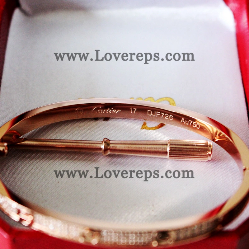 Normal Version Cartier Love Bracelet Small Model Pink Gold With Pave Diamonds