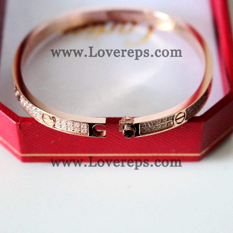Normal Version Cartier Love Bracelet Small Model Pink Gold With Pave Diamonds