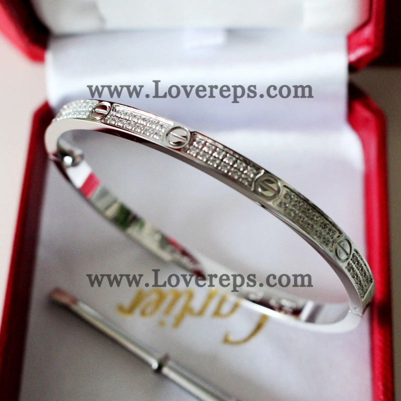 Normal Version Cartier Love Bracelet Small Model White Gold With Diamonds