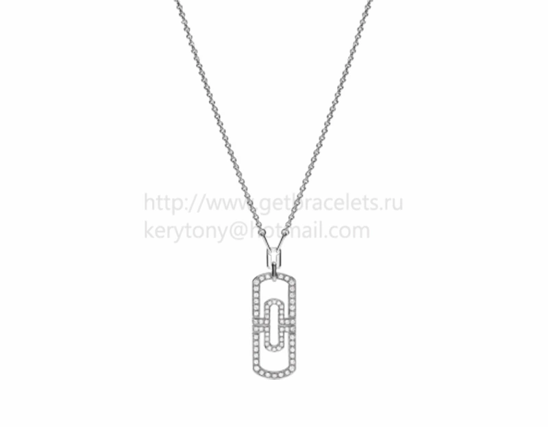 Parentesi White Gold Necklace with Full Pave Diamonds