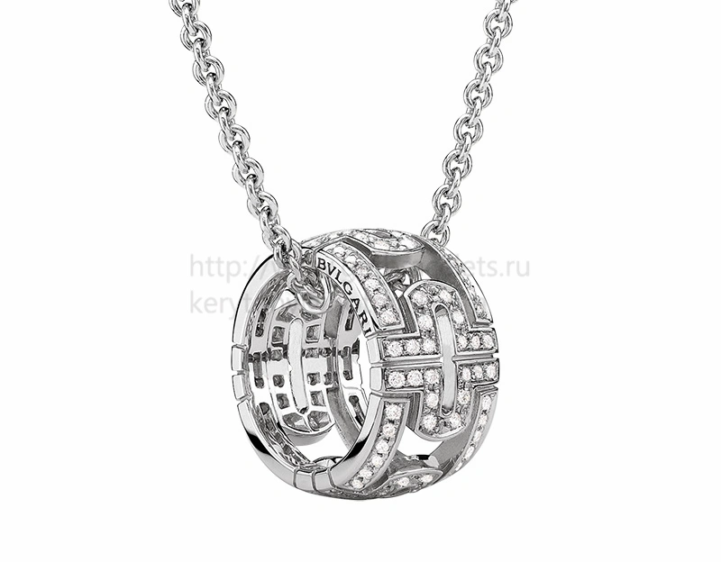 Parentesi White Gold Pendant with Pave Diamonds