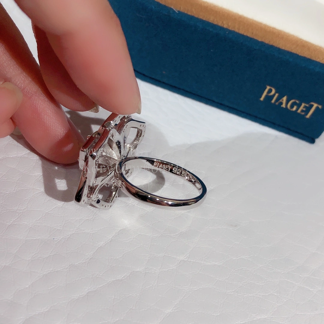 Piaget Big Rose Ring White Gold with Pave Diamonds
