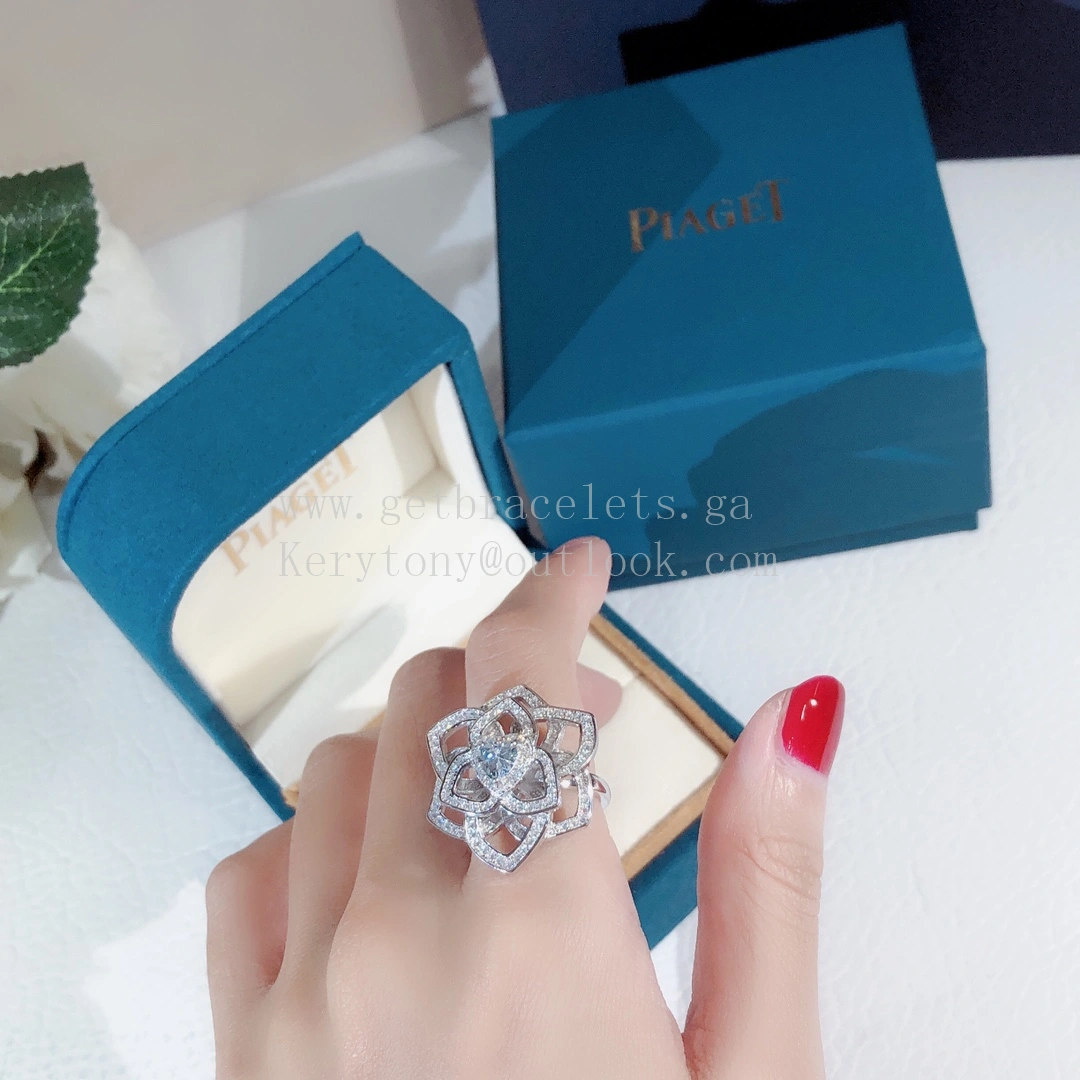 Piaget Big Rose Ring White Gold with Pave Diamonds