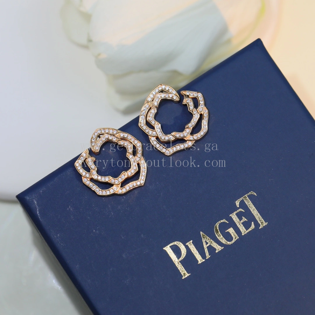 Piaget Piaget Rose Earrings With Pave Diamonds Rose Gold