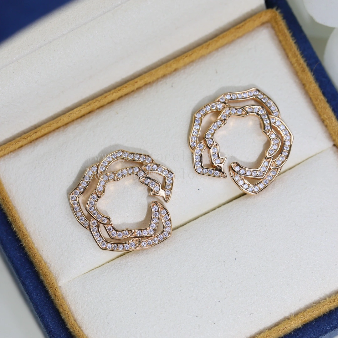 Piaget Piaget Rose Earrings With Pave Diamonds Rose Gold