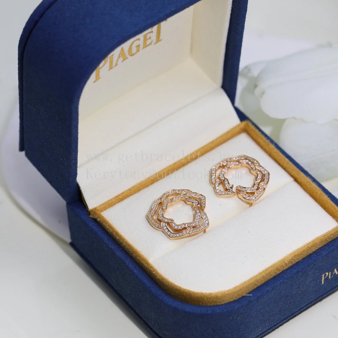 Piaget Piaget Rose Earrings With Pave Diamonds Rose Gold