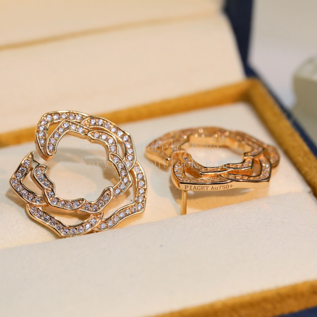 Piaget Piaget Rose Earrings With Pave Diamonds Rose Gold