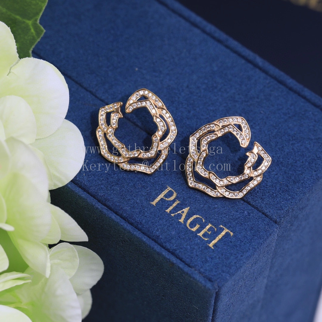 Piaget Piaget Rose Earrings With Pave Diamonds Rose Gold
