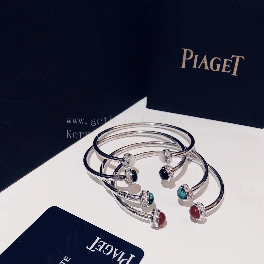 Piaget Possession Open Bangle Bracelet White Gold with Natural Stone and Diamonds