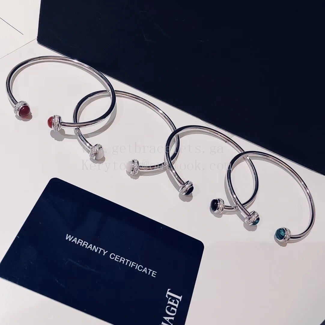 Piaget Possession Open Bangle Bracelet White Gold with Natural Stone and Diamonds