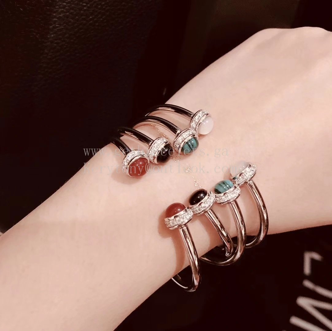 Piaget Possession Open Bangle Bracelet White Gold with Natural Stone and Diamonds