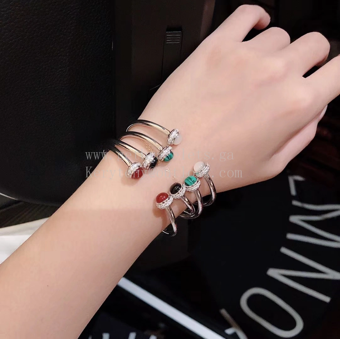 Piaget Possession Open Bangle Bracelet White Gold with Natural Stone and Diamonds