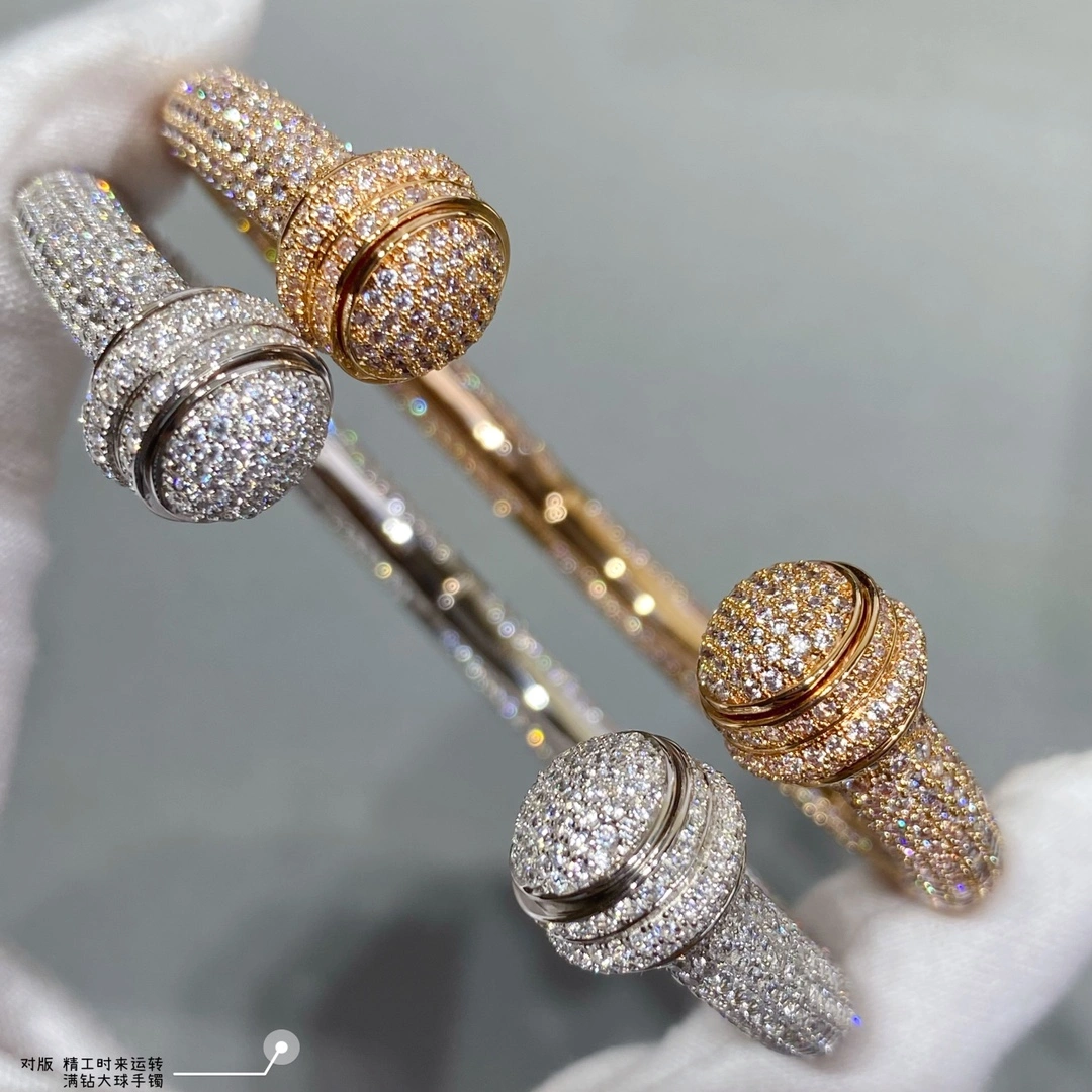 Piaget Possession Open Bangle Bracelet With Pave Diamonds Rose Gold White Gold