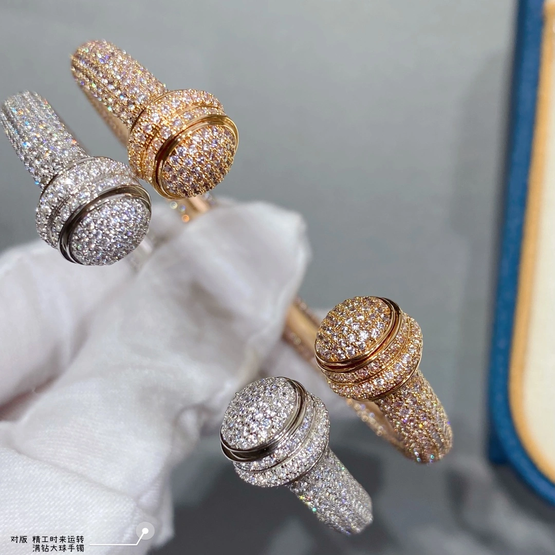 Piaget Possession Open Bangle Bracelet With Pave Diamonds Rose Gold White Gold