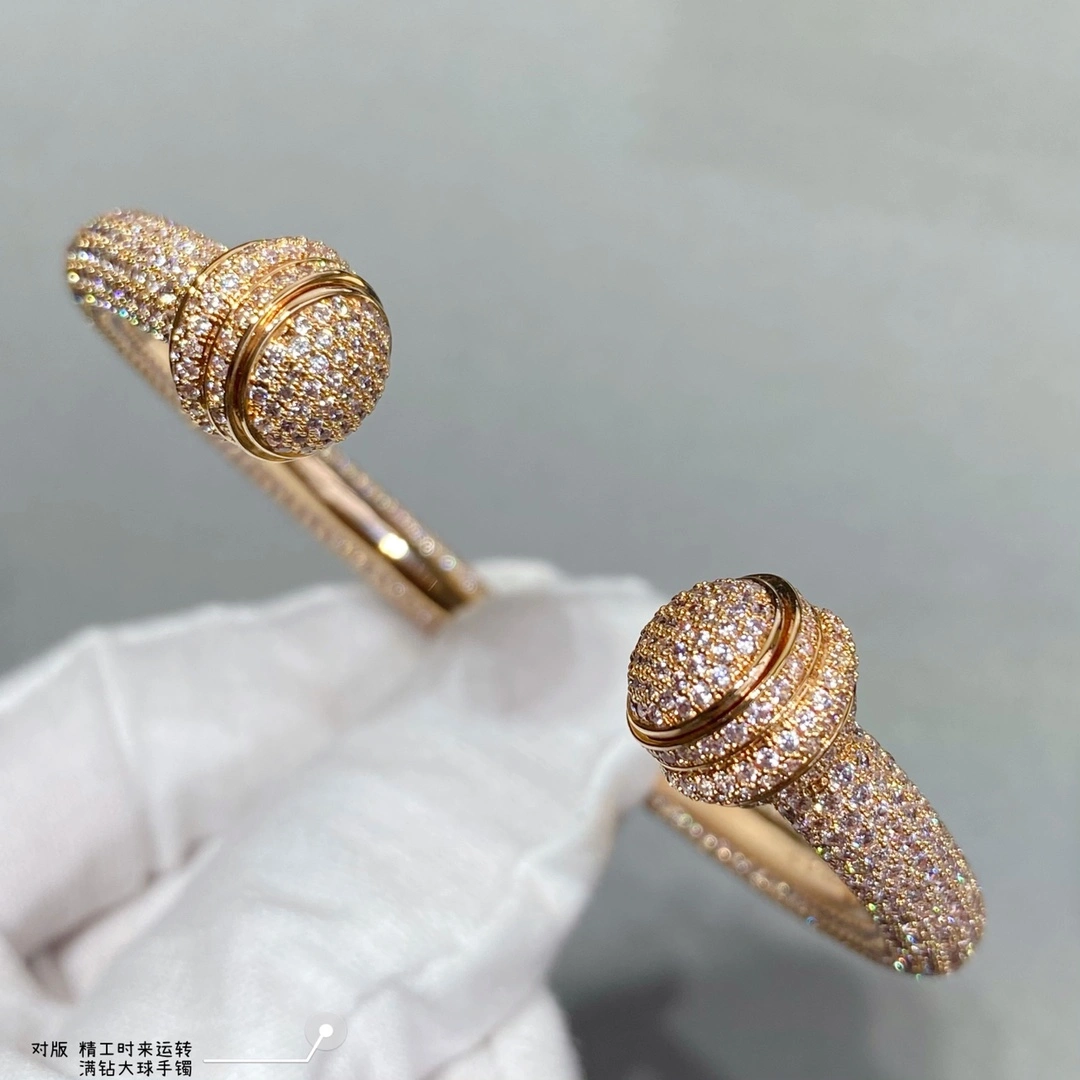 Piaget Possession Open Bangle Bracelet With Pave Diamonds Rose Gold White Gold