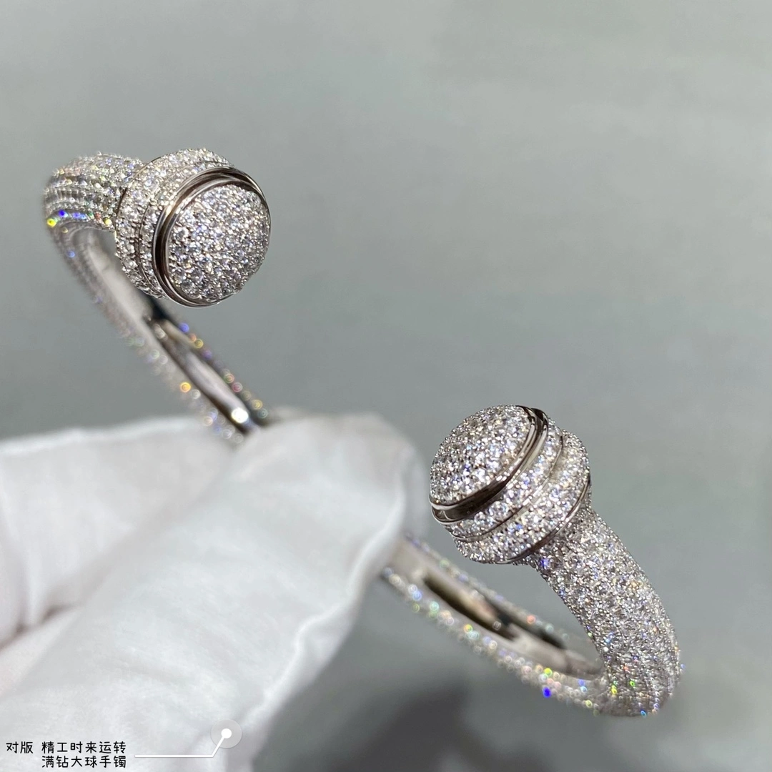 Piaget Possession Open Bangle Bracelet With Pave Diamonds Rose Gold White Gold