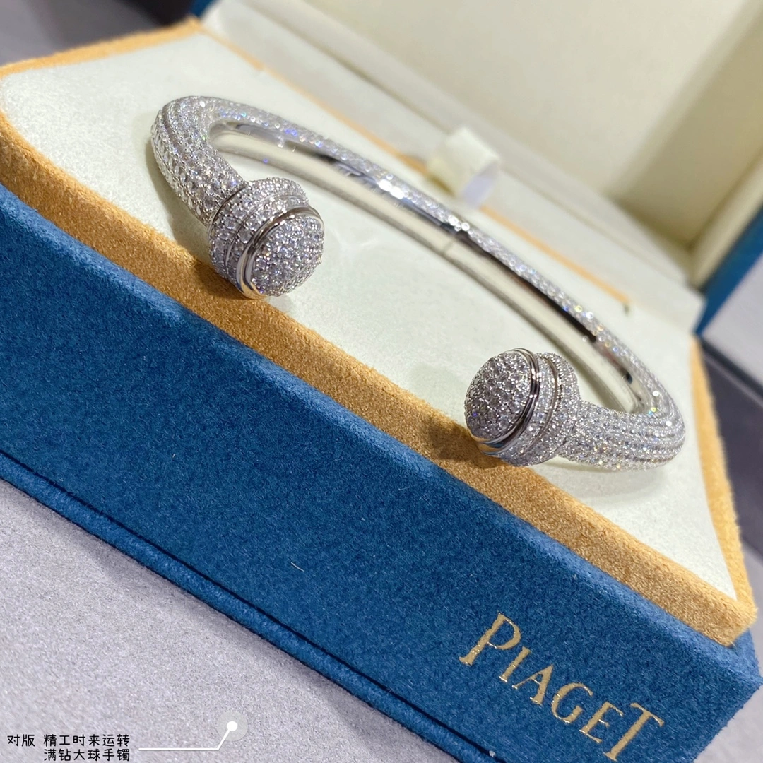 Piaget Possession Open Bangle Bracelet With Pave Diamonds Rose Gold White Gold