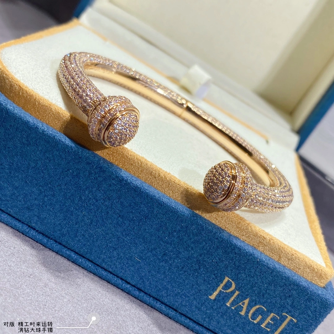 Piaget Possession Open Bangle Bracelet With Pave Diamonds Rose Gold White Gold